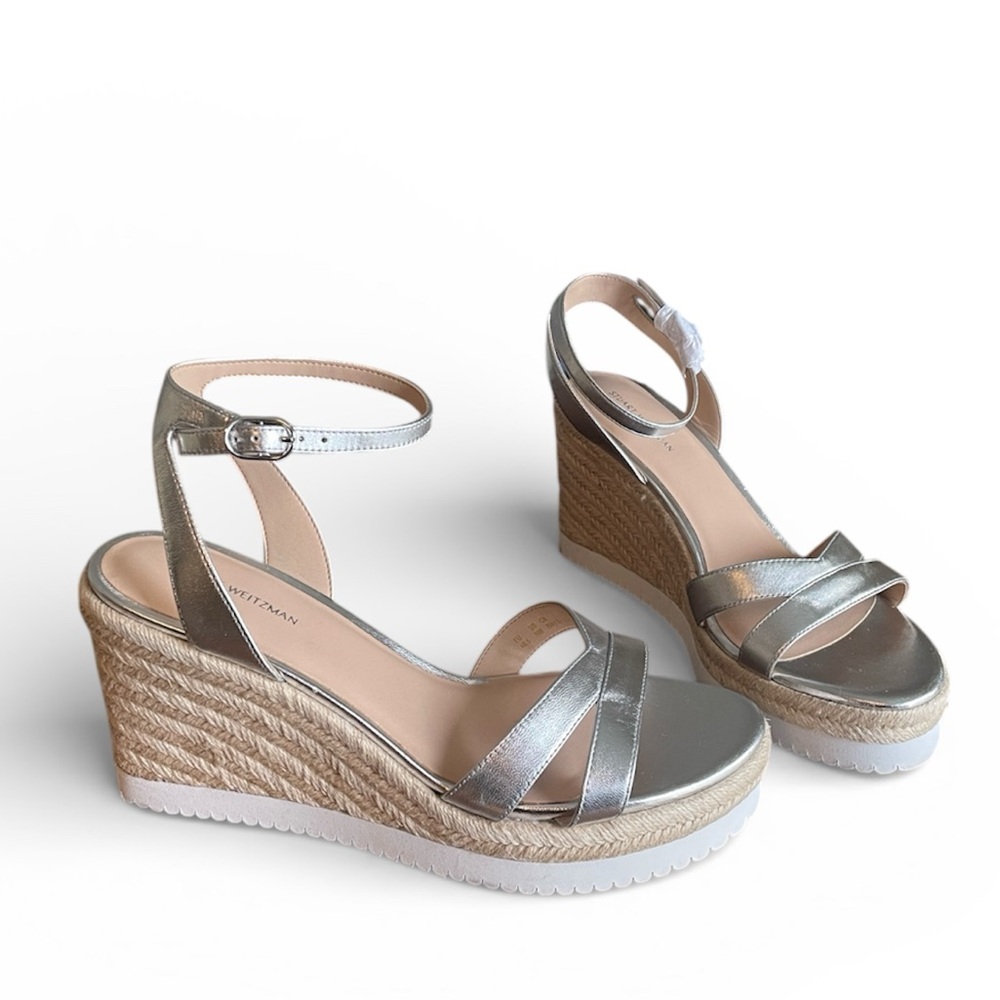 Stuart Weitzman Catlina Leather Espadrille Wedge Sandal